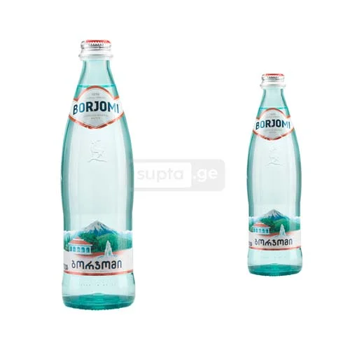 ბორჯომი მინერალური წყალი შუშის ბოთლით 500მლ 1*12ც